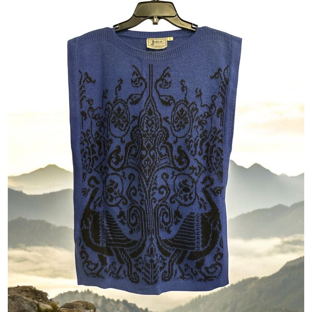 Vintage Joyce Sportswear Sweater Vest Blue Purple Filigree‎ Women’s S Hong Kong